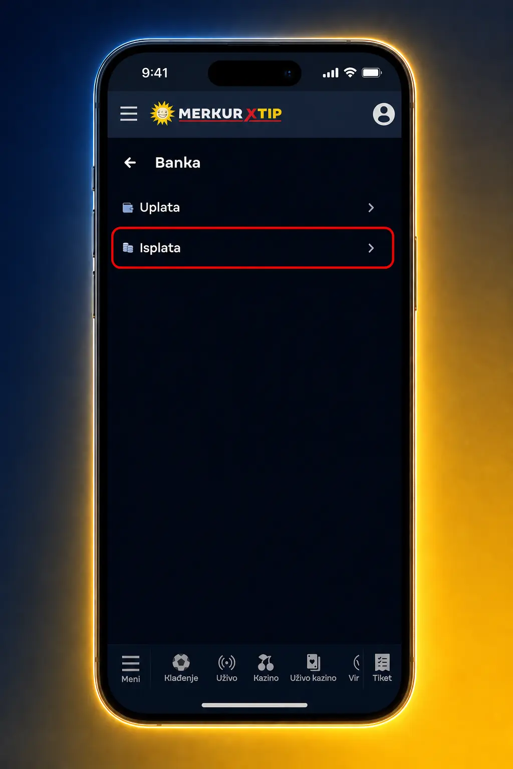 Isplata sredstava preko MerkurXtip aplikacije – prikaz koraka za povlačenje novca putem bankovnog ili IPS transfera