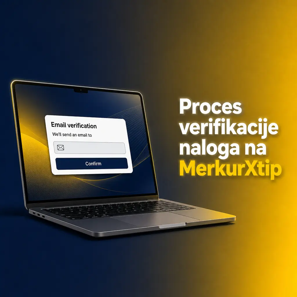 Verifikacija naloga na MerkurXtip: potvrda email adrese, unos ličnih podataka i slanje lične karte za isplatu dobitka.