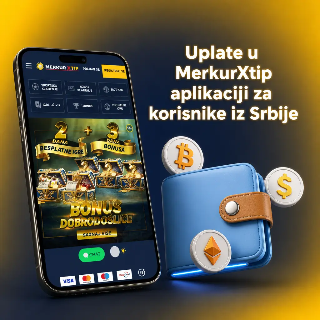 Uplata sredstava u MerkurXtip aplikaciji za korisnike iz Srbije putem kartica, IPS-a, mBanking-a i e-novčanika.